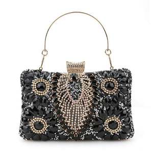 Bolsos de Mano de Cristal para Fiesta de Bodas, Bolso de Mano de Metal con Pedrería, Bolso de Mano Elegante para Mujer, Bolso de Aleación con Forma de Cesta, Bolso de Perlas - Product Image 4