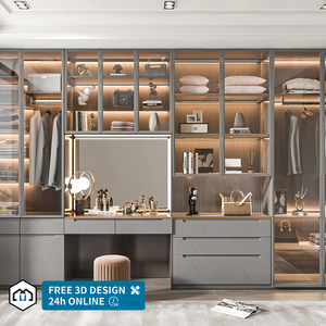 סגנונות מרובים עיצוב מודרני עיצוב מותאם אישית ארון חדר שינה ארון בגדים עם מראה - Product Image 4