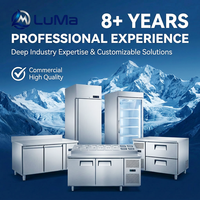 Table de préparation réfrigérée LuMa personnalisable en acier inoxydable SUS304, plan de travail 1m-3m pour pizzas et sandwichs avec bacs GN