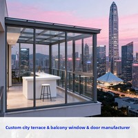 Véranda en aluminium pour cour, terrasse sur mesure, isolée, insonorisée, étanche, pour jardin extérieur incliné
