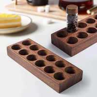 Tubes de rangement pour grains de café, bocaux de présentation en verre transparent avec couvercle en bois et base en bois, organisateur de conteneurs à café pour la maison, le café ou le bar
