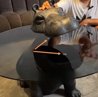 Hippo rétro-créatif moderne table basse en verre trempé table centrale de concepteur pour la maison ou l'hôtel bar meubles en métal