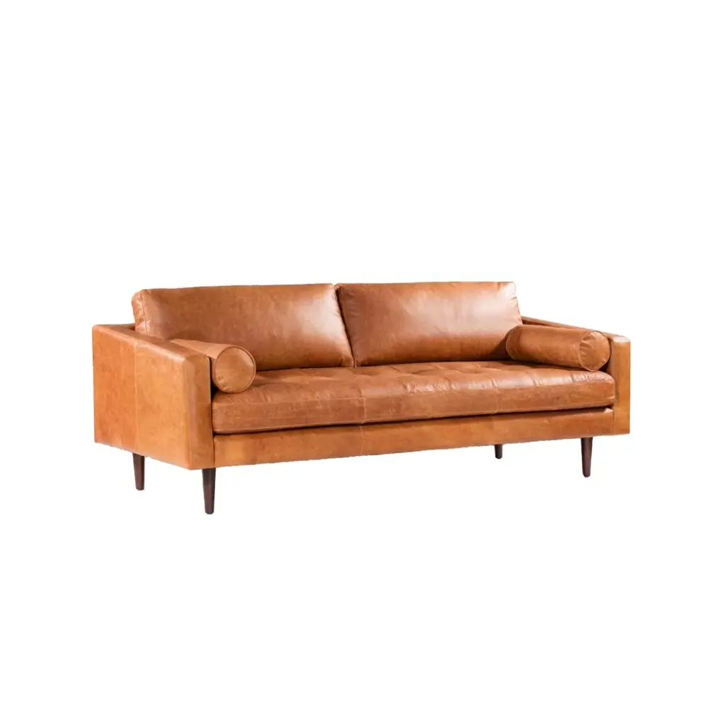 Nordic leather sofa modern contracted small living room minimalist sofa light luxury three-person latex sofa