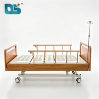 Lit médicalisé manuel réglable en clinique, 3 fonctions, avec rails latéraux en alliage d'aluminium pliables, manivelles en ABS, capacité de charge 160 kg