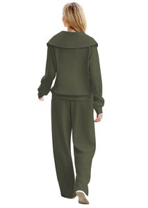 Traje deportivo informal de otoño e invierno con cremallera, sudadera de manga larga, pantalones de pierna ancha, traje de dos piezas, <span class=keywords><strong>ropa</strong></span> de mujer personalizada en línea - Product Image 5
