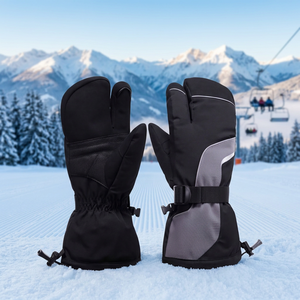 Gants de ski pour enfants et mitaines imperméables et coupe-vent pour le ski et le snowboard, mitaines de ski en cuir pour les conditions de neige - Product Image 3