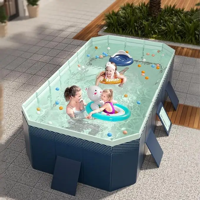 Piscina plegable de PVC para niños, piscina no inflable portátil para el hogar, piscina al aire libre para niños y adultos