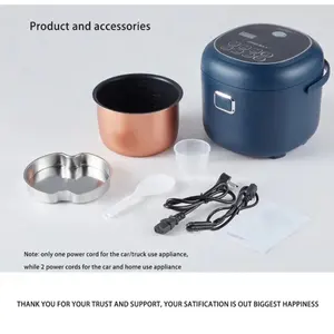 2L Portable Drum-Shaped Car Rice Cooker Digital Multicooker For Soup And Porridge For Truck Lunch Box 12V/24V/220V