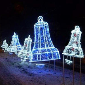 Motivo Navideño de Campanas con Luces LED 3D para Exteriores, Ideal para Iluminación Comercial de Patios y Festivales - Product Image 2