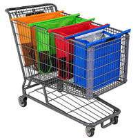 Sacs de courses réutilisables pour chariot, lot de 4 avec poignées renforcées, organisateur de courses pliable pour supermarché
