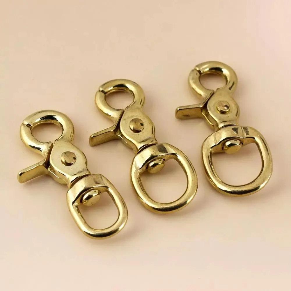 Brass Swivel Eye Snap Hook Lobster Claw Trigger Clasp Fob Clip for Leather Craft Bag Strap Belt Pet Rope Keychain