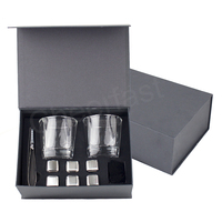 Ensemble de boîtes cadeaux magnétiques de luxe DDP, pierres à whisky en acier inoxydable pour refroidir le whisky, 6 pièces, écologiques, réutilisables, lavables