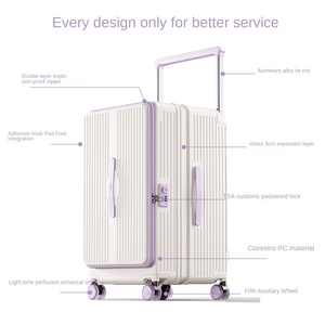 2025 unisex công suất lớn xe đẩy hành lý mới phía trước mở vali không thấm nước Spinner mở rộng dây kéo lớp bổ sung - Product Image 4