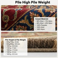 Tapis de prière de mosquée de luxe en laine jacquard tissée à poils longs, antidérapant, épais et lavable, pour salle de prière musulmane
