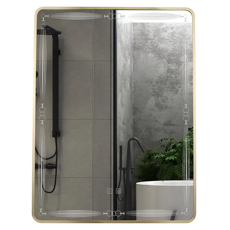 Espejo de cristal de aluminio cuadrado impermeable, luces Led de pared para tocador de baño, de alta calidad