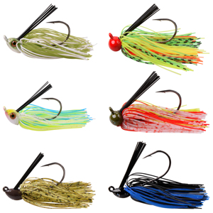 6 pezzi/set Set - Flipping Jigs Bass Weedless <span class=keywords><strong>esche</strong></span> nuoto Jigs calcio Jigs con gonne in Silicone pesca Lu - Product Image 1