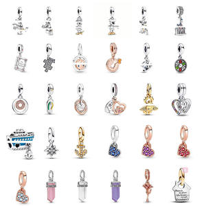 Colgante Barlow Electrochapado Panjia, Accesorios para Pulsera con Dijes de Zirconia de Donald Duck y Mickey Mouse, Joyería de Plata 925 Original - Product Image 1