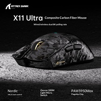 Ratón Inalámbrico para Juegos Attack Shark X11 Ultra 59g de Fibra de Carbono, Triple Modo, 8K, PAW3950MAX, 42000 DPI, Omron 100M para PC Gaming