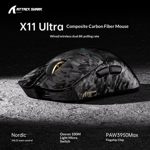 Souris de jeu sans fil Attack <span class=keywords><strong>Shark</strong></span> X11 Ultra 59g en fibre de carbone, triple mode, 8K, PAW3950MAX, 42000 DPI, Omron 100M pour PC Gaming - Product Image 2