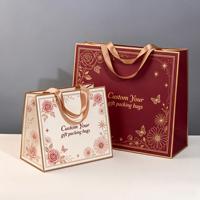 Sac cadeau en kraft réutilisable écologique personnalisé avec logo imprimé à l'écran |   Sac de courses découpé au laser pour emballage de boutique (recyclé)
