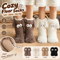 Chaussettes pantoufles 3D animales pour femmes, chaussettes fantaisie en peluche sherpa, antidérapantes, confortables, pour l'hiver, pour la maison, idéales pour les cadeaux