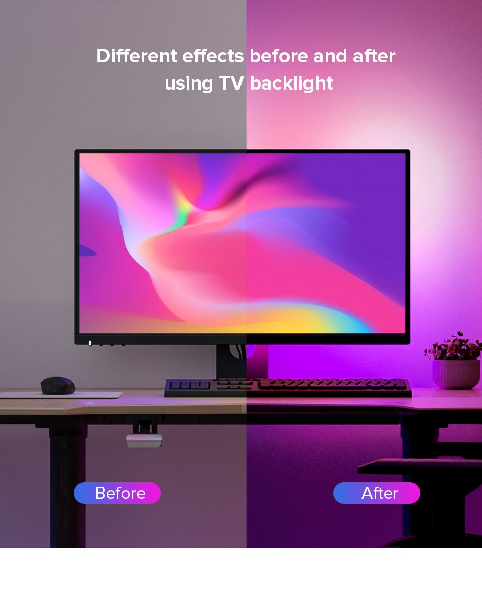 Monitor Achtergrondverlichting RGBIC 32 Inch Gaming Licht Intelligente