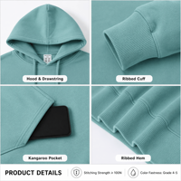Sweat à capuche streetwear hiver épais 380 GSM 100 % coton pour homme, coupe oversize décontractée en molleton bouclette