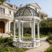 Pavillon de jardin en marbre naturel de style grec sur mesure pour la décoration extérieure de la cour, à vendre