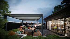 Pérgola inteligente de aluminio para exteriores LIHUE con marco de metal de madera tratada a presión para patio y jardín - Product Image 5