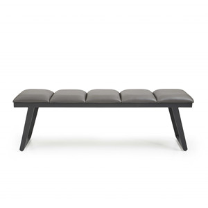 HMS 57 panca imbottita esterna/entrata/camera da letto/pouf/sgabello per neonati/bambini MDF in ecopelle grigia - Product Image 5