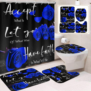 Black Roses Faith Quote Polyester <b>Shower</b> Curtain <b>Bathroom</b> Curtain Custom Digital Printed Polyester <b>Shower</b> Curtain Wholesale - Product Image 4