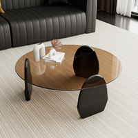Table basse en verre trempé de style minimaliste de 70 cm de diamètre, table basse ronde créative pour petit appartement