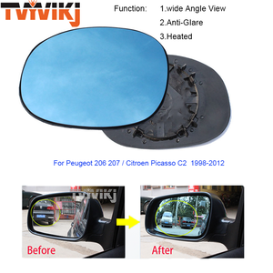 TVYVIKJ 1 paire de lentilles de rétroviseur latéral en verre bleu pour <span class=keywords><strong>Peugeot</strong></span> 206 <span class=keywords><strong>207</strong></span> / Citroen Picasso C2 vue grand angle anti-éblouissement - Product Image 2