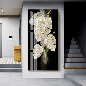 Home Decor Folha dourada Abstrato luxo moderno quadros imagem parede arte cristal porcelana casa decoração luxo - Product Image 3