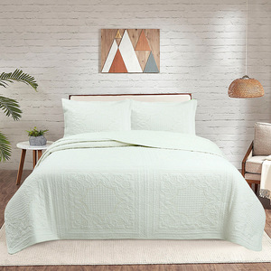 Copriletto in cotone 100% Queen Size Set di trapunte vendita a caldo 3 pezzi 200TC filo Count tinta unita copripiumino federa per la casa - Product Image 1