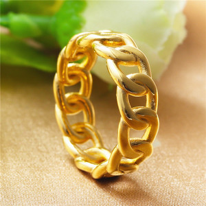 <b>Chain</b> Ring Men's Stainless Steel Hollow Retro Punk Style Gold Color Jewelry Gift - Product Image 1