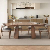 Table à manger ovale moderne extensible et pliable en bois massif, mobilier de salle à manger à taille réglable pour hôtels et petites maisons