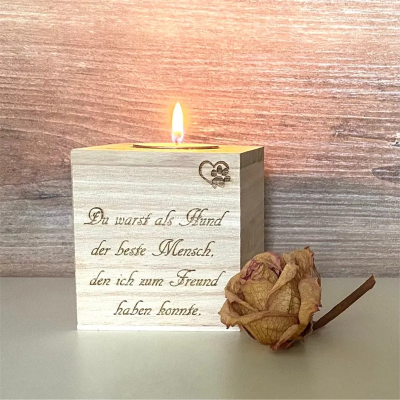 Wholesale Custom Personalized Laser Engraved Cremation Cat And Dog Memorial Candle Wooden Pet Urn