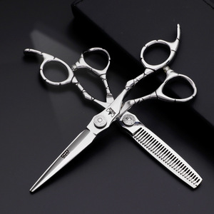 Tijeras de corte de entrenamiento capilar de 6 pulgadas con logotipo personalizado, tijeras de adelgazamiento planas, tijeras de peluquería de acero inoxidable, <span class=keywords><strong>estilista</strong></span> - Product Image 6