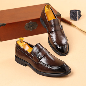 New Genuine Leather Business Casual Men's Shoes - Leather <b>Pointed</b>-<b>toe</b> Business Formal Shoes - Men's Fashionable One-piece Shoe - Product Image 5