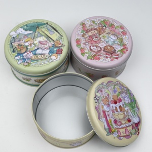 En stock, boîte d'emballage ronde pour bonbons, biscuits, <span class=keywords><strong>chocolat</strong></span>, D135*H70mm, boîte d'emballage cadeau de qualité alimentaire en fer blanc pour les fêtes - Product Image 1