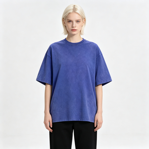 T-shirt surdimensionné en pur coton délavé à l'acide pour homme, coupe carrée, couleur unie, impression personnalisée, t-shirt premium épais vieilli - Product Image 1