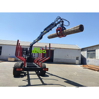 Grue Forestière Hydraulique Personnalisée de 7,8m avec Grappin à Bois, Machine Chargeuse de Bûches Mobile avec Béquille Hydraulique