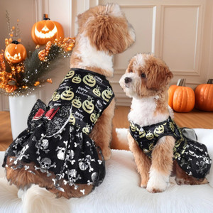 Vêtements d'Halloween pour Animaux de Compagnie Chiot <span class=keywords><strong>Chien</strong></span> Robe en Tulle <span class=keywords><strong>Citrouille</strong></span> Squelette Costumes d'Halloween avec Nœud en Dentelle - Product Image 5
