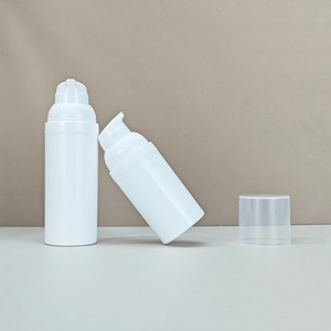 Luxury Plastic PP Airless Pump Bottle 30ml 50ml 80ml 100ml Cylinder <b>Sunscreen</b> Cream Lotion Bottle Packaging With Silver Ring - Product Image 5