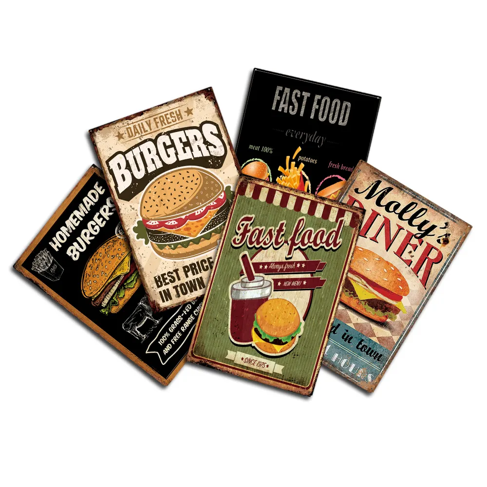 Putuo Decor Food Signs Metal Plaque Tin Signs Vintage Posters Restaurant Kitchen Wall Decor Home Decoration