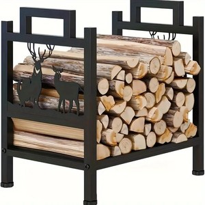 Metal <b>Log</b> Holder Rectangle Powder Coated Firewood Storage <b>Rack</b> Outdoor Indoor Classic Style Wood Fuel - Product Image 1