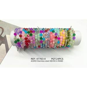Pulseras de cuentas de cristal con diseño de árbol de la vida, 24 piezas, acero inoxidable, joyería hecha a mano, estilo bohemio unisex - Product Image 1
