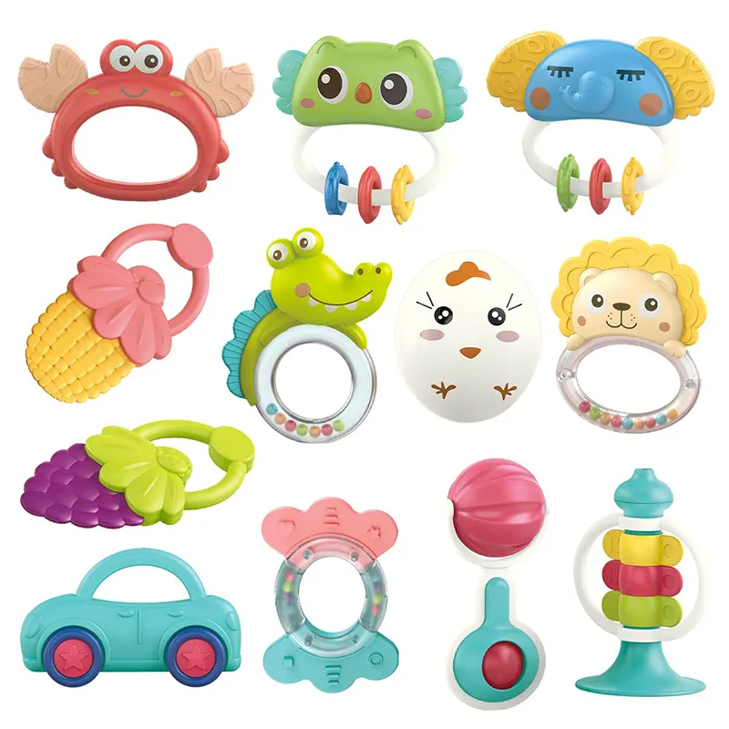 Newborn 12PCS Rattle With Music Baby Learning Toys for 6 to 12 Months Teething Toys Shaker Spin Rattles