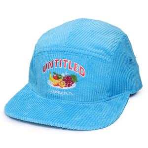 Casquettes de course non structurées personnalisées à 5 panneaux en velours côtelé bleu avec logo brodé - Product Image 1
